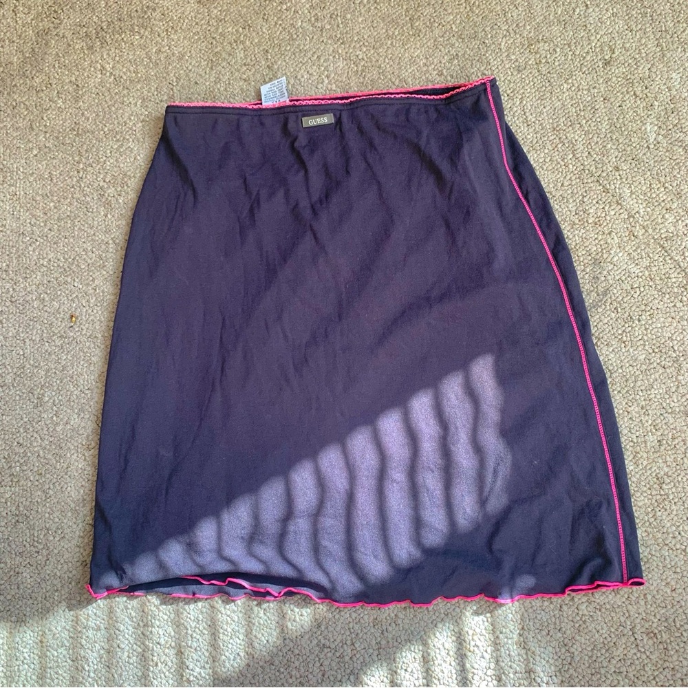 Guess Vintage Pencil Skirt White Pink Stitching